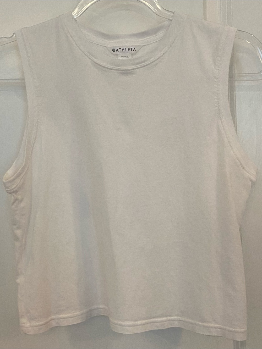 NWOT Athleta Cropped Tank Sz XS White Pit To Pit 17” Shoulder To Hem 18.5”
